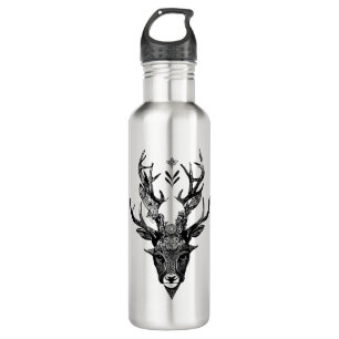 Botella De Agua Stag Deer Wild Animal Nature Ilustracion Art Tatt