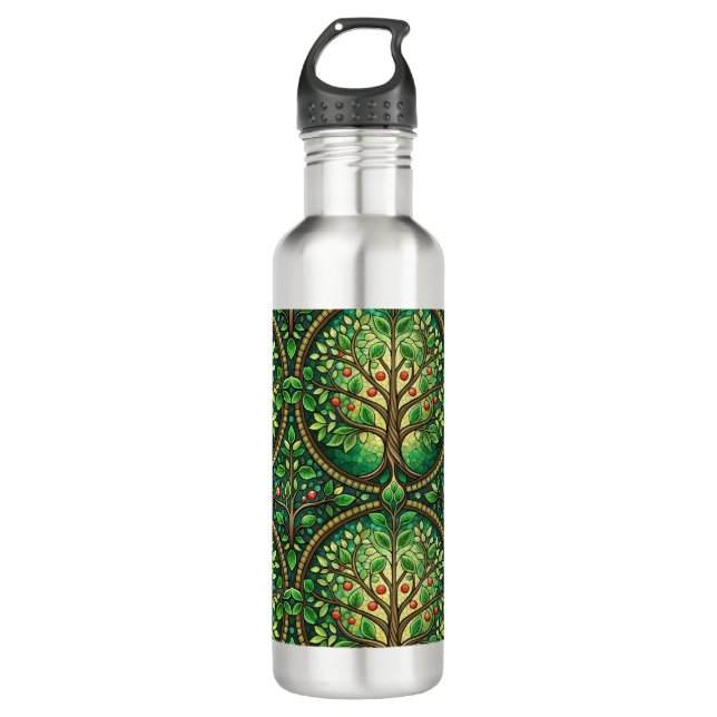 Botella De Agua Stainless steel water bottles with intricate green (Anverso)