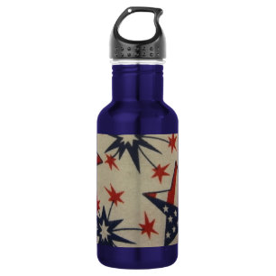 Botella De Agua Starburst en rojo, blanco y azul