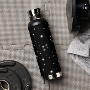 Botella De Agua Starlight Sparkles Black and White Stars