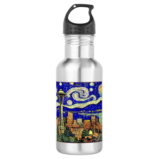 Botella De Agua Starry Night Seattle Washington (Anverso)