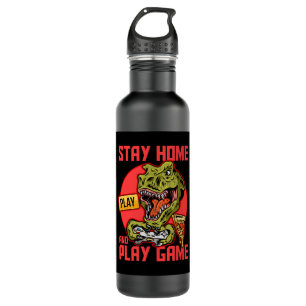 Botella De Agua Stay Home Play Video Games Dinosaur