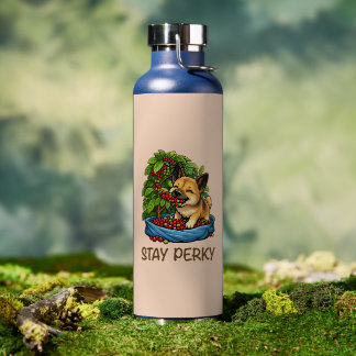 Botella De Agua "Stay Perky" Cute Coffee Dog Water Bottle