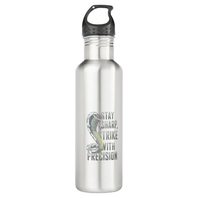 Botella De Agua Stay Sharp, Strike con Precision - Diseño Cobra (Anverso)