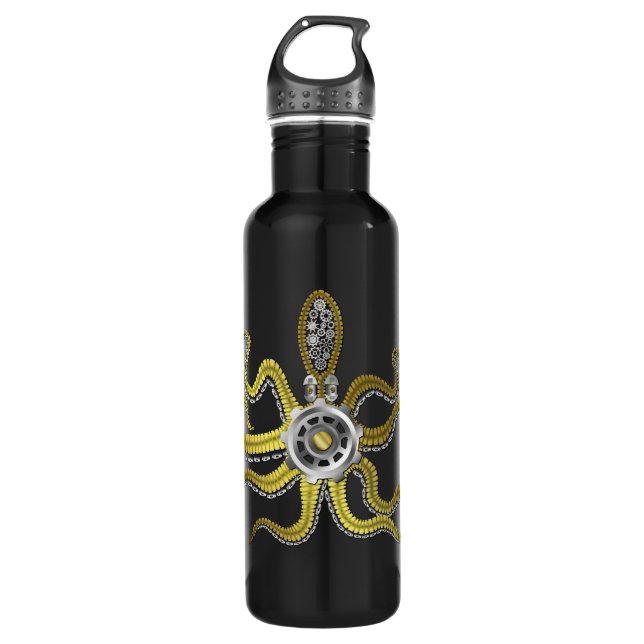 Botella De Agua Steampunk Gears Octopus Kraken (Anverso)