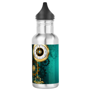 Botella De Agua Steampunk Jewelry Watch sobre un fondo verde