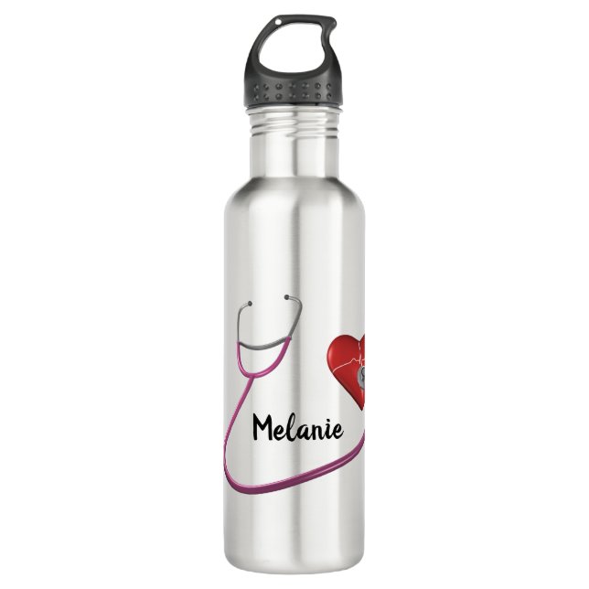 Botella De Agua Stethoscope Personalizado cardiaca Enfermera Médic (Anverso)