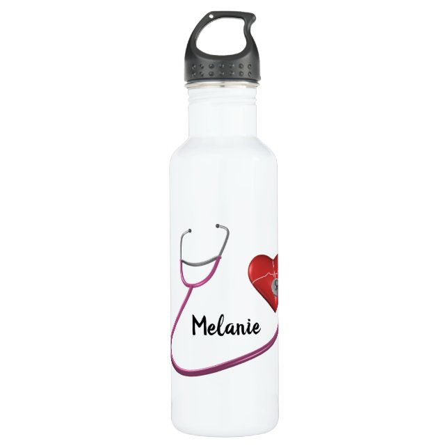 Botella De Agua Stethoscope Personalizado cardiaca Enfermera Médic (Anverso)
