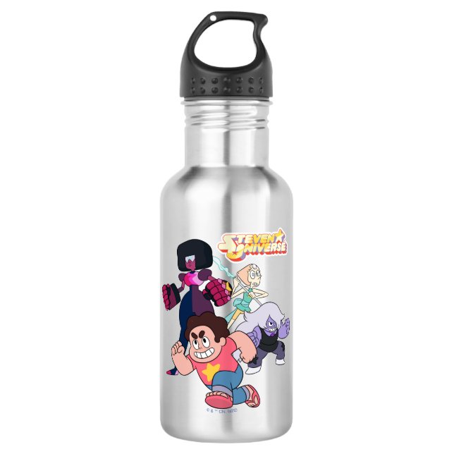 Botella De Agua Steven Universe | Acción del Grupo Crystal Gem (Anverso)