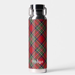 Botella De Agua Stewart Tartán, Clan Verde Rojo Personalizado