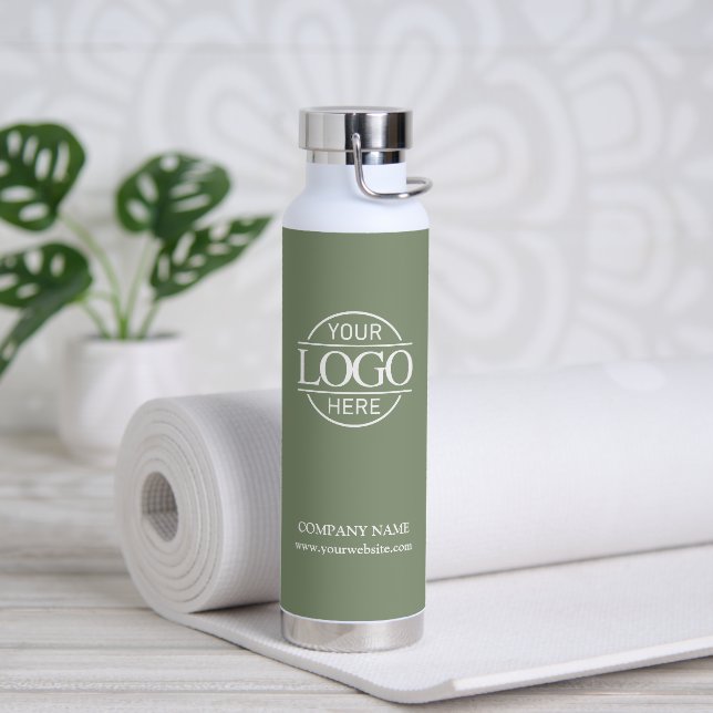 Botella De Agua Stylish Elegant Sage Green Company Business Logo (Yoga)