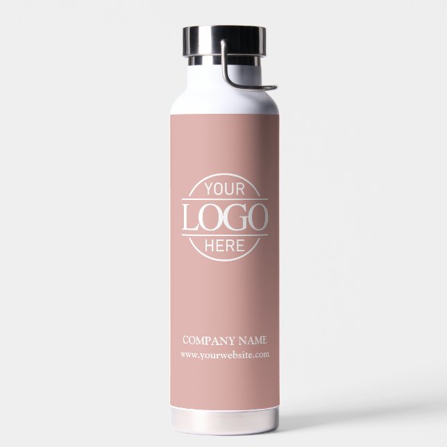 Botella De Agua Stylish Minimal Dusty Rose Company Business Logo (Izquierdo)