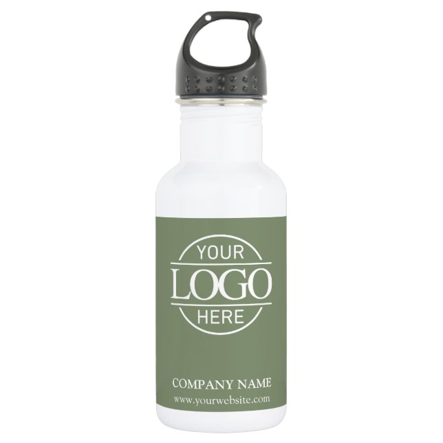 Botella De Agua Stylish Modern Sage Green Company Business Logo (Anverso)