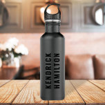 Botella De Agua Stylish Trendy Black Out Modern Minimalist Simple<br><div class="desc">A striking black out design with a modern black block typography on an off-black charcoal gray background. The text can easily be customized for a design as unique as you are!</div>