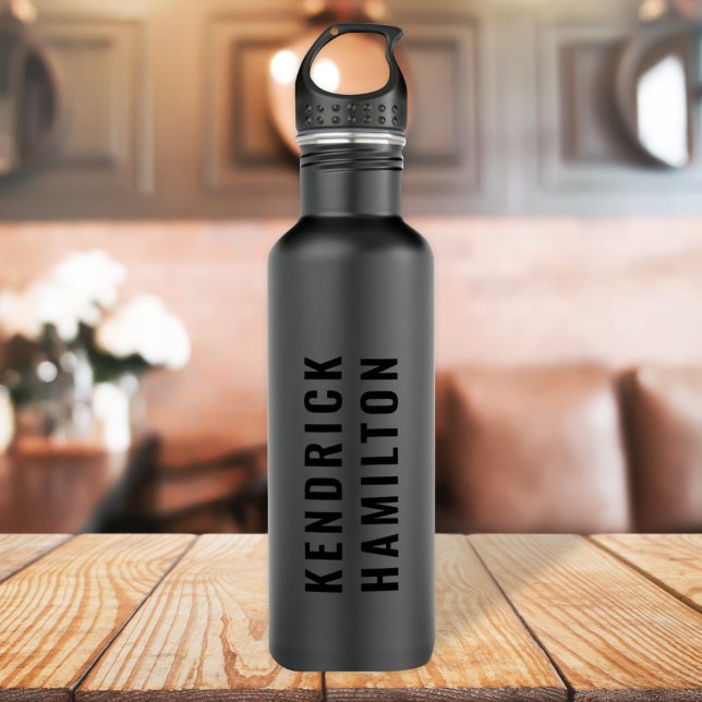 Botella De Agua Stylish Trendy Black Out Modern Minimalist Simple  (Subido por el creador)