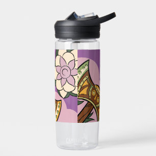 Botella De Agua Stylized Axe and Flower Design