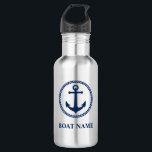 Botella De Agua Su nombre de barco Anchor azul del mar<br><div class="desc">Su nombre de barco: Blue Sea Anchor Water Bottle</div>