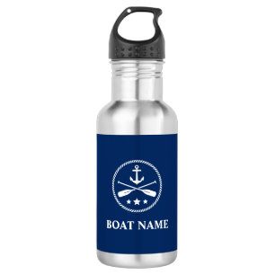 Botella De Agua Su nombre de barco Anchor y Azul de la Marina de O