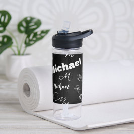 Botella De Agua Su nombre y patrón de personalizado de monograma n