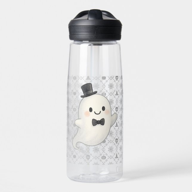 Botella De Agua Suave personalizado fantasma Halloween (Delante)