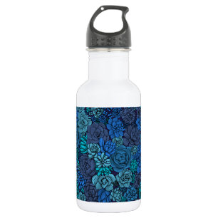 Botella De Agua Suculento jardín en azul