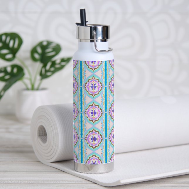 Botella De Agua Sueño Pastel Boho Geométrico Caleidoscopio (Yoga (girado))