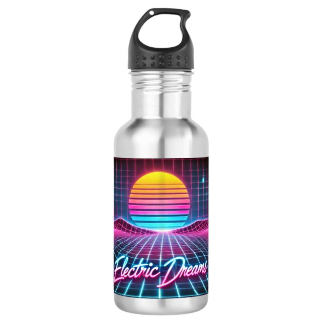 Botella De Agua Sueños eléctricos Retro Neon Mug - 80 (Anverso)