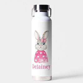 Botella De Agua Suéter de corazón rosado preppy Bunny Gray
