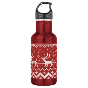 Botella De Agua Suéter fea Santa Claus trineo y renos