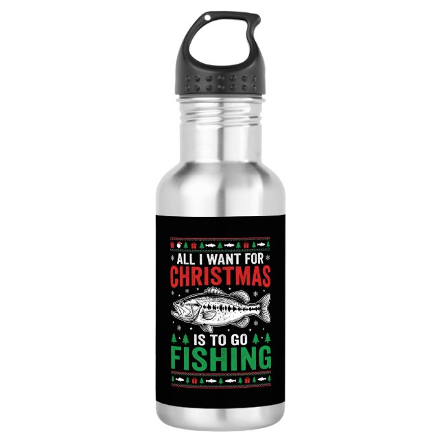 Botella De Agua Suéter Feo de Navidad para Pescar Lubina (Anverso)