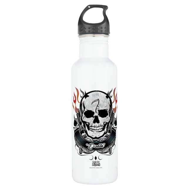 Botella De Agua Suicide Squad | Diablo Skull & Flames Tattoo Art (Anverso)