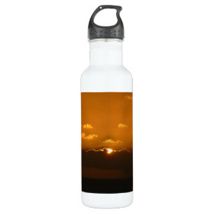 Botella De Agua Sun Behind Clouds I Naranja Sunset Photo