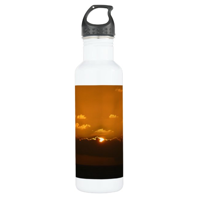 Botella De Agua Sun Behind Clouds I Naranja Sunset Photo (Anverso)