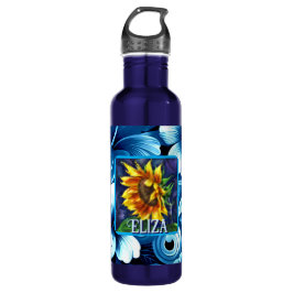 Botella De Agua Sunflower at Night Flower Floral Personalized