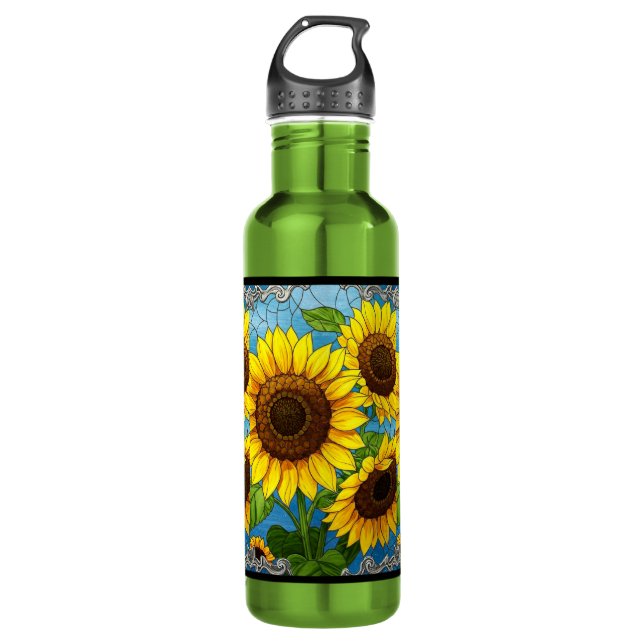 Botella De Agua Sunflower pintado (Anverso)