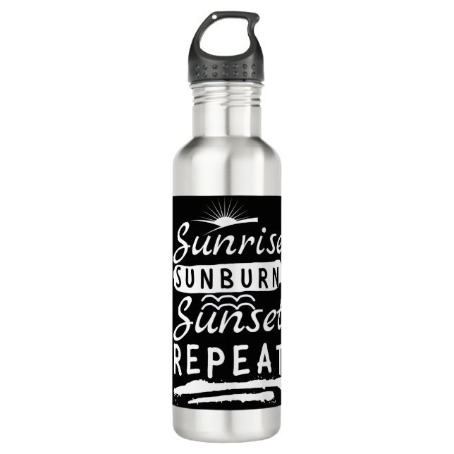 Botella De Agua Sunrise Sunburn Sunset Repetir la playa de verano (Anverso)