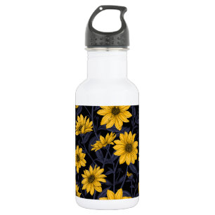 Botella De Agua Sunroot, girasol salvaje en amarillo y azul