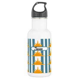 Botella De Agua Suns amarillas naranjas en franjas Verde azuladas