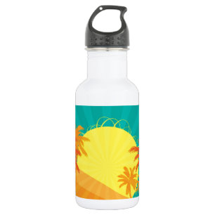 Botella De Agua Sunset Beach diseño de surf tropical retro