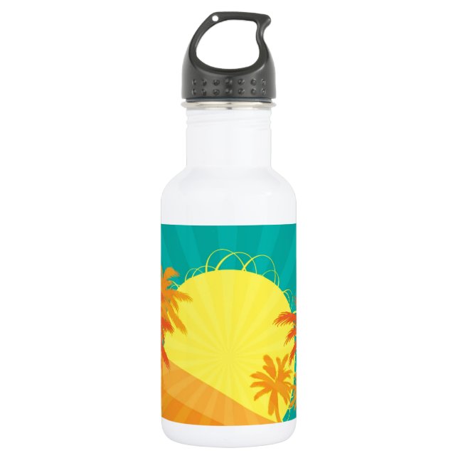 Botella De Agua Sunset Beach diseño de surf tropical retro (Anverso)