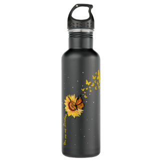 Botella De Agua Sunshine Vintage girasol con mariposa Monarca 