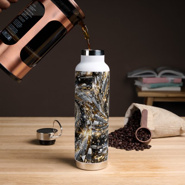 Botella De Agua Super Flasher Espiral O & Plata (Café)