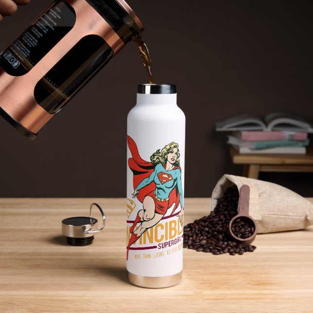 Botella De Agua Supergirl invencible retro gráfico (Café)