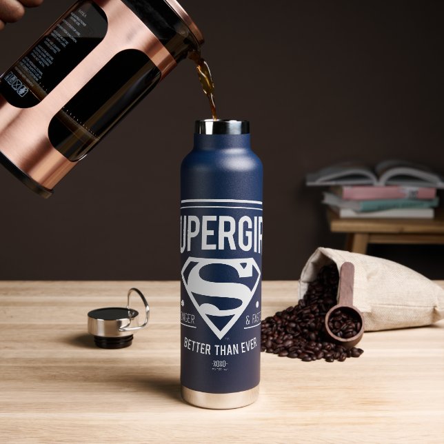 Botella De Agua Supergirl mejor que nunca retro gráfico (Café)