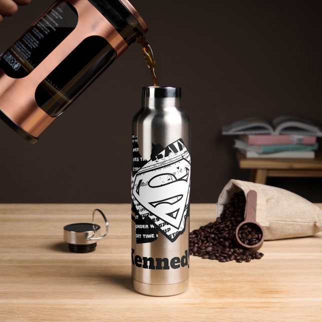 Botella De Agua Supergirl Newsprint S-Shield (Café)