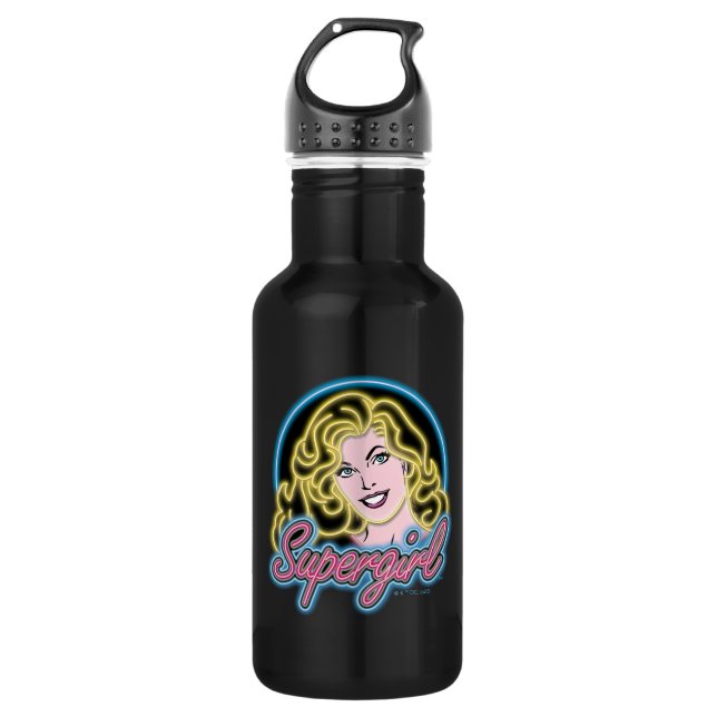 Botella De Agua Supergirl Retro Neon Lights Graphic (Anverso)