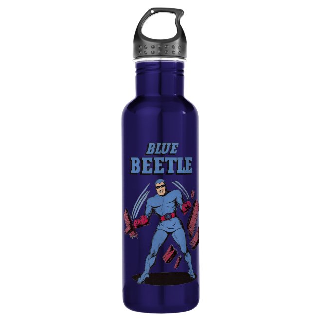 Botella De Agua Superhéroe vintage de escarabajo azul (Anverso)