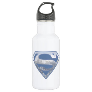 Botella De Agua Superman S-Shield   Logo de la Ciudad Azul claro