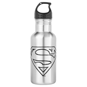 Botella De Agua Superman S-Shield   Logotipo de esquema negro simp