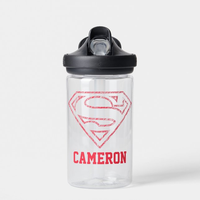 Botella De Agua Superman S-Shield | Red Ou Krypto | Añadir su nomb (Delante)